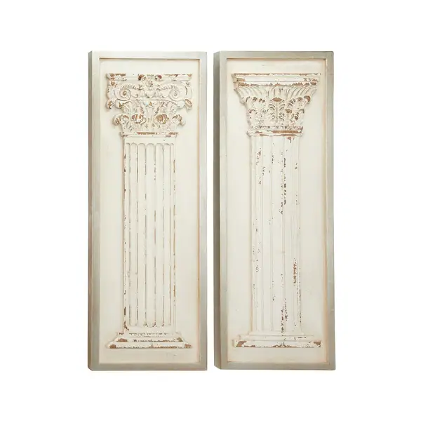 White Wood Vintage Wall Decor Architecture (Set of 2)
