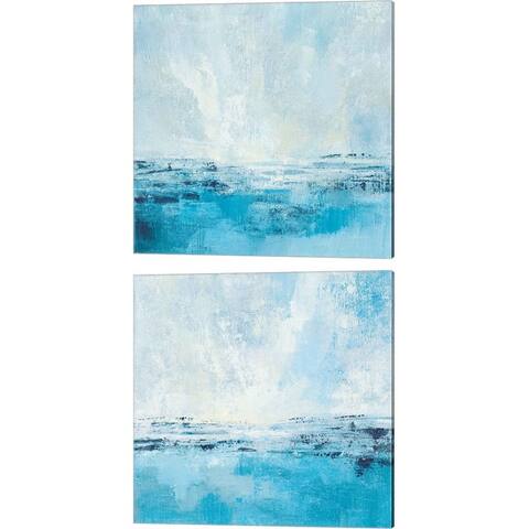 Silvia Vassileva 'Coastal View Aqua' Canvas Art (Set of 2)