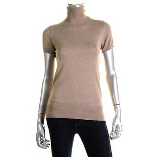 Zara Knit Womens Short Sleeve Ribbed Trim Turtleneck Sweater