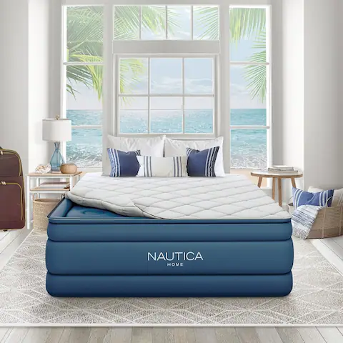 Nautica Home Cloud Supreme 20" Raised Queen Air Mattress With Zip-Off Pillowtop and Built-in-Pump
