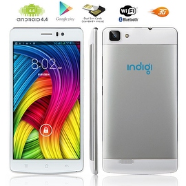 Indigi® Lightning Fast V19 Factory Unlocked 3G GSM+CDMA 5.5inch HD Android 4.4 KitKat Dual-Core Dual-Sim Smartphone (White)
