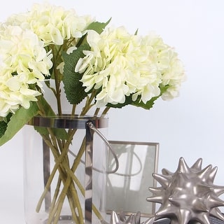 G Home Collection Luxury Silk Hydrangea Stem in White 18" Tall