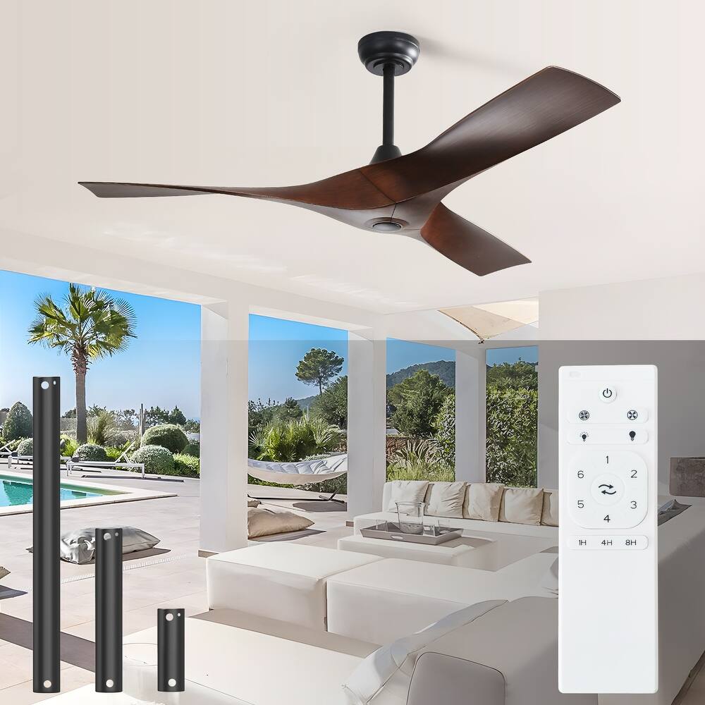 52 inch Modern Ceiling Fan with 3 Propeller Blades,Remote Control,Reservable Airflow,3 Downrods - 52 Inch