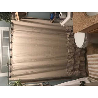 Veratex Grand Luxe Vintage Beige Linen Ruffle Shower Curtain