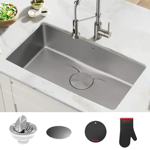 KRAUS Dex Stainless Steel Single Bowl Undermount Kitchen Bar Sink