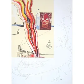 Liquid and GaseousTelevision, Mixed Media, Lithograph and Collage, Dali