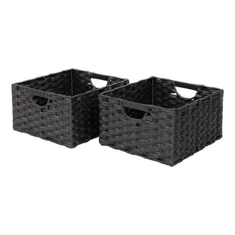 Seville Classics Foldable Handwoven Cube Storage Basket (2-Pack)