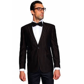 MZV-401 BROWN Men's Manzini Fancy Stripe design Velvet, sport coat