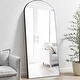 preview thumbnail 1 of 18, Modern Arched Mirror Full-Length Floor Mirror with Stand 71x24 - Black