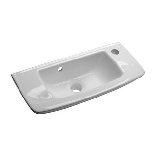 Wall Mount Vessel Sink White Grade A Vitreous China Scratch and Stain Resistant Offset with Overflow