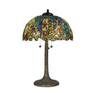 Dale Tiffany TT90430 Victorian 3 Light Tiffany Table Lamp with Art Glass Shade