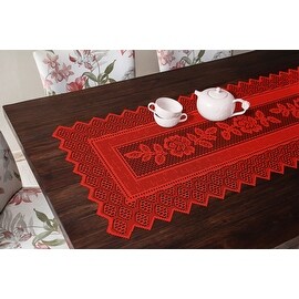 Table Runner Grega Design Brazilian Lace 19x62 Inches Red Color 100 Percent Polyester