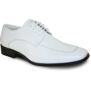 VANGELO Men Dress Shoe TUX-3 Oxford Formal Tuxedo for Prom & Wedding Shoe White Matte - Wide Width Available