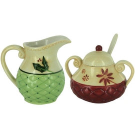 Christmas Traditions Ceramic Creamer & Sugar Bowl