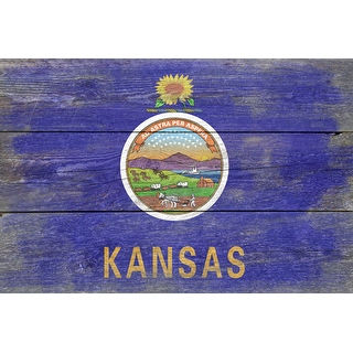 Rustic Kansas State Flag - Lantern Press Artwork (Cotton/Polyester Chef's Apron)