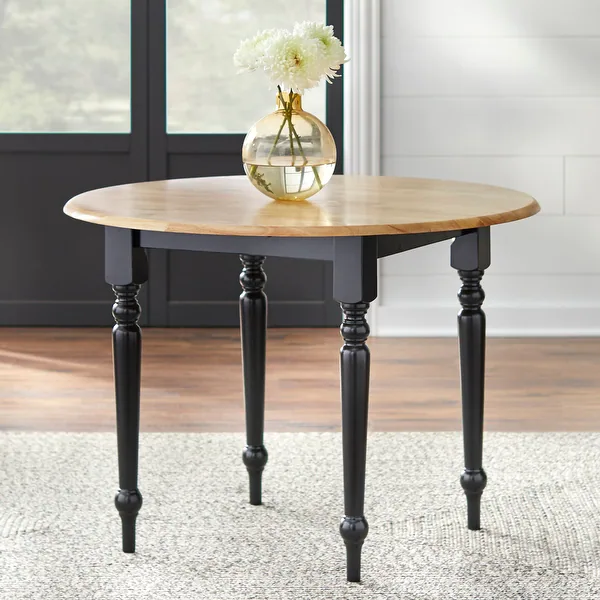 Simple Living Two-tone 40-inch Rubberwood Round Drop-leaf Table