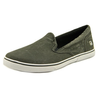 Sperry Top Sider Halyard Slip On Youth Round Toe Canvas Black Sneakers