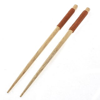 Unique Bargains Home Kitchen Tableware Twine Nonslip Handle Wooden Chopsticks 22.5cm Length Pair