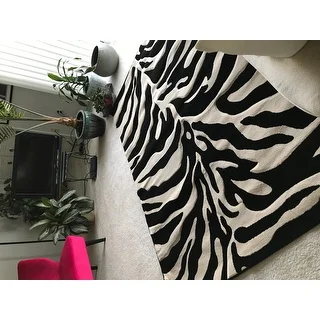 LYKE Home Hand-carved Zebra Skin Animal Print Area Rug (5' x 7')