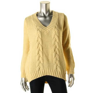 Zara Knit Womens Cable Knit V-Neck Pullover Sweater - M