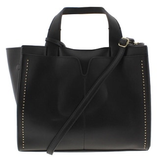London Fog Womens Tote Handbag Studded Leather - Black - Large