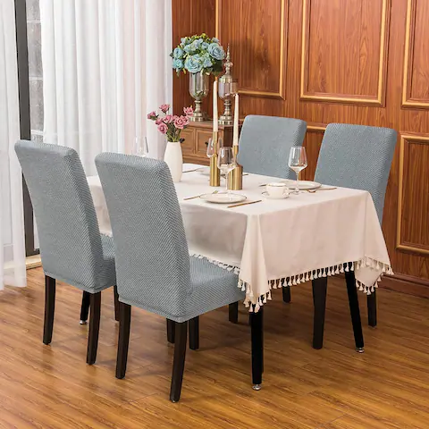 Subrtex 4 PCS Stretch Dining Chair Slipcover Textured Grain Cover