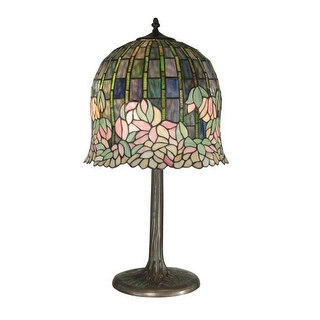 Dale Tiffany TT10379 Victorian 2 Light Flowering Lotus Table Lamp with Art Glass