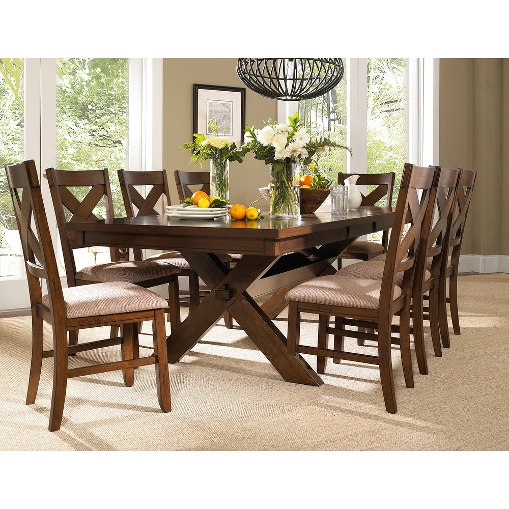 9-piece Solid Wood Dining Set with Butterfly Leaf