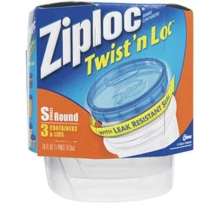 Ziploc 18036 Twist 'N Loc Containers, 2 Cup,3/Pack