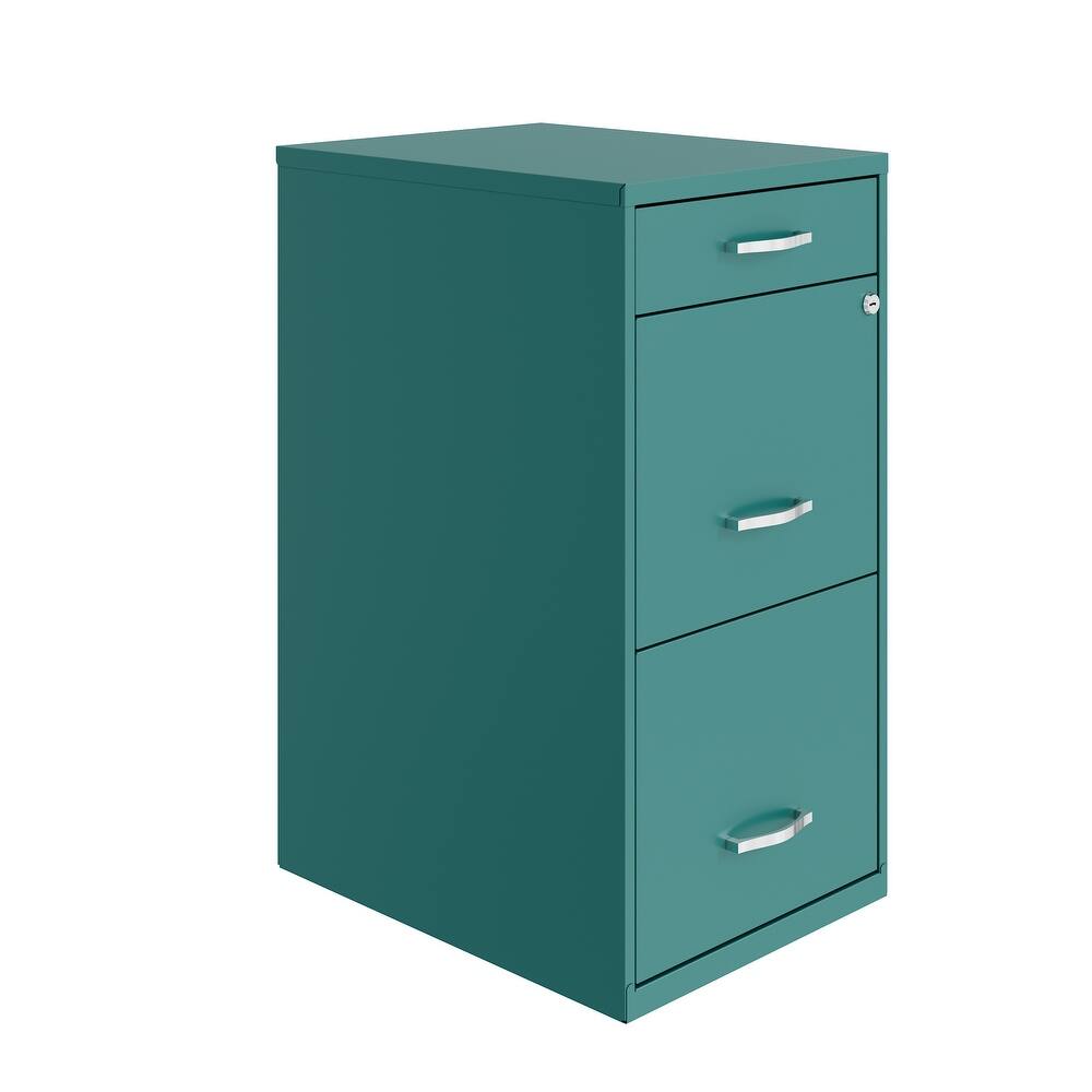 Space Solutions 18" Deep 3 Drawer Metal Organizer File Cabinet, Teal