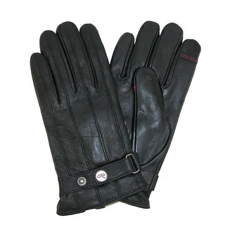 Rawlings Men's Lamb Leather with Adjustable Wrist Strap Touch Screen Glove - Black