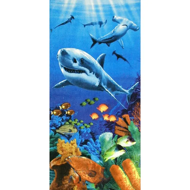 Sharks Colorful Reef 30x60 Brazilian Velour Beach Towel