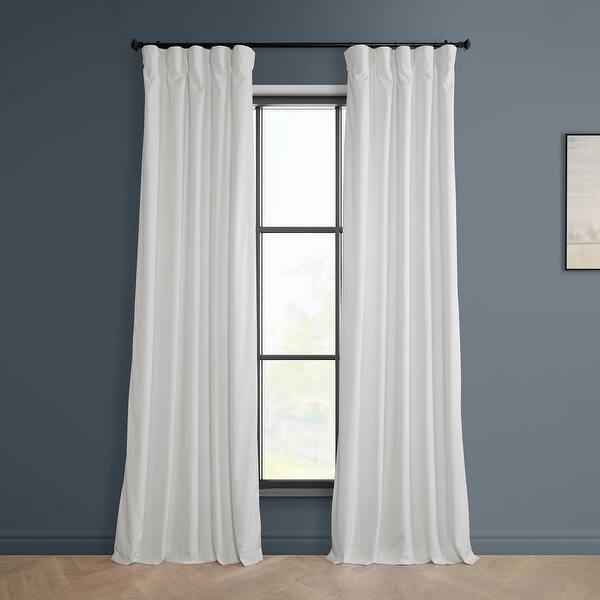 slide 2 of 158, Exclusive Fabrics Heritage Plush Velvet Room Darkening Curtain (1 Panel) 50 X 108 - Pillow White