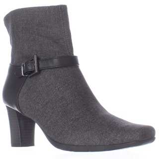 Aerosoles Harmonica Square Toe Ankle Strap Boots - Grey Wool