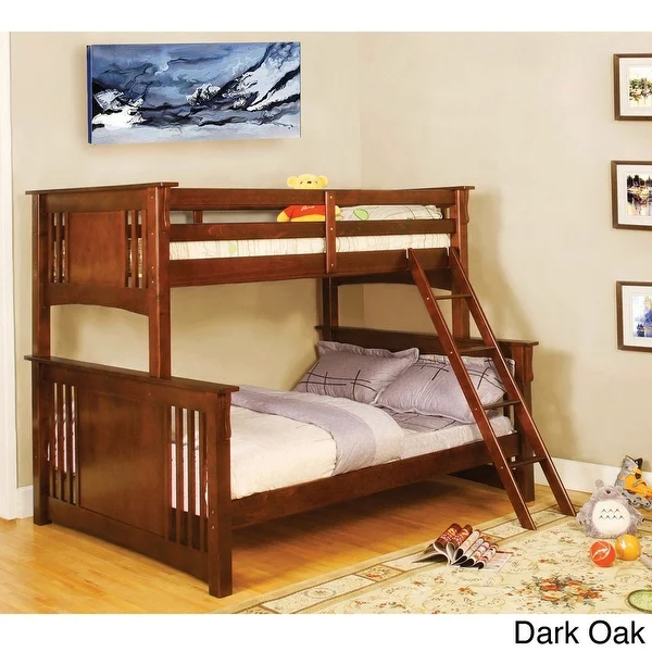 Furniture of America Daan Cottage Walnut Twin/Full Solid Wood Bunk Bed. Opens flyout.