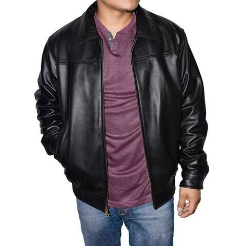 Victory Outfitters Men's Classic Black Lambskin Bomber Jacket