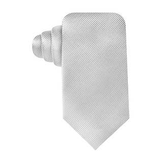 Geoffrey Beene Hand Made Solid Stripe Core Classic Necktie White Tie