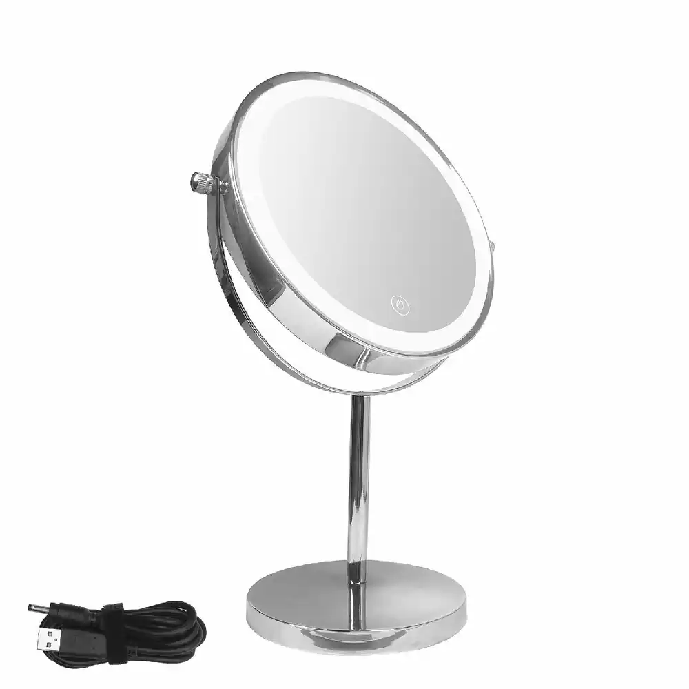 Makeup Mirror with Lights, 360° Swivel 1/10x Magnifying Mirror Touch Sensor Dimming Brightness