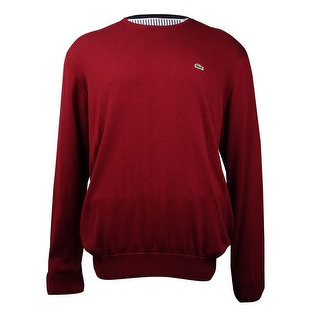 Lacoste Men's Trim Fit Crewneck Cotton Sweater (Pinot/Navy Blue/White, 9[US 4XL]) - 9/4xl