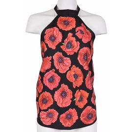 Gucci Women's 327378 Black and Red Floral Poppy Scarf Halter Top Blouse O/S
