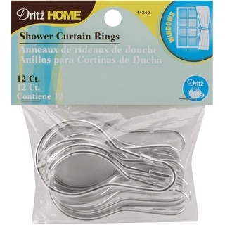 Shower Curtain Rings 2-3/4"X1-1/2" 12/Pkg-Silver - Silver