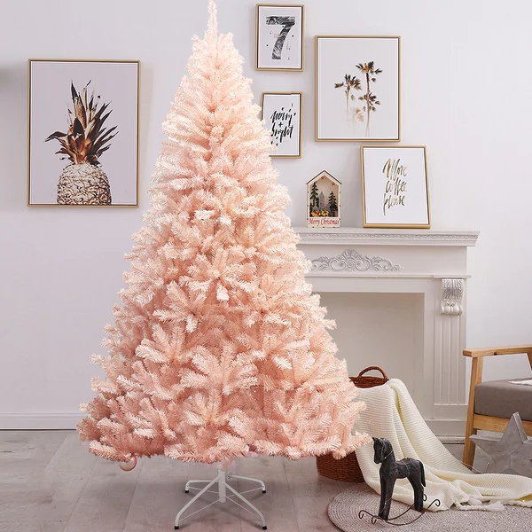 Pink Faux PVC Christmas Tree with Iron Stand