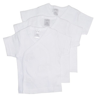 Bambini White Side Snap Short Sleeve Shirt - 3 Pack (White, Newborn)