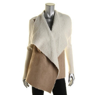 Design History Womens Cozy Wool Blend Faux Suede Cardigan Sweater