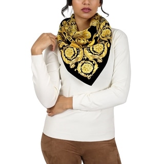 Versace Black/Gold Creponne Chain Print Silk Foulard Scarf