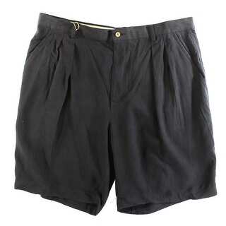 Tommy Bahama NEW Solid Black Mens Size 40 Pleated Front Silk Shorts