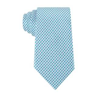 Geoffrey Beene Micro Gingham Check Classic Necktie Blue and White Tie