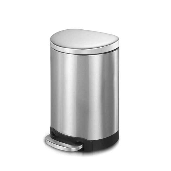 INNOVAZE 1.6 gallon/6 liter 3.2 gallon/12 liter fingerprint free brushed stainless steel semi-round step-on trash can