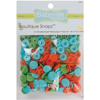 Babyville Boutique Snaps Size 20 60/Pkg-Playful Pond - Green, Blue & Orange