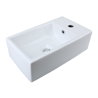 Small White Vessel Sink Vitreous China Rectangle Scratch and Stain Resistant Easy Clean